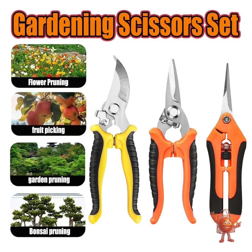 Set de 3 Tijeras de Jardín Ergonómicas por Solo €2.81