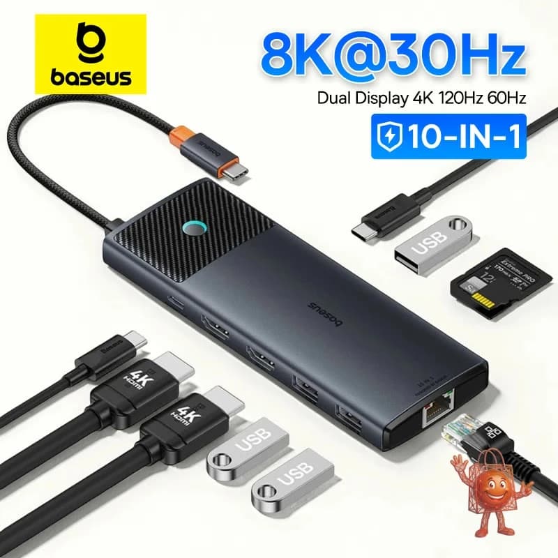 Baseus Hub USB-C 10 en 1 con HDMI 8K: ¿Vale €14 realmente?