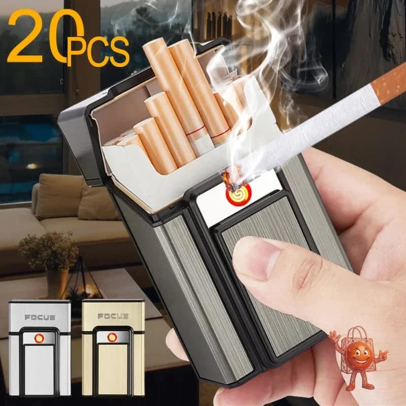 Cigarrera de aluminio con encendedor recargable por menos de €2