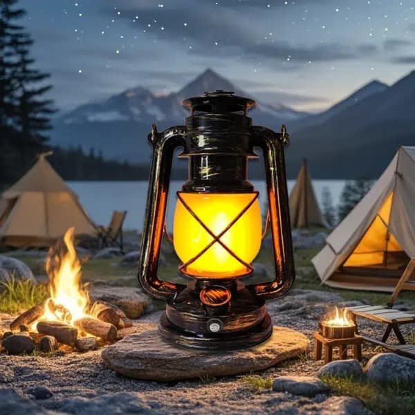 Linterna de camping retro recargable USB con 3 modos de iluminación