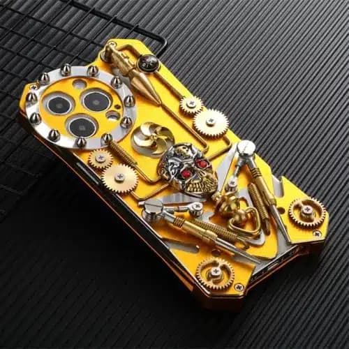 Cyberpunk Skull Phone Case – Premium Metal Case for iPhone