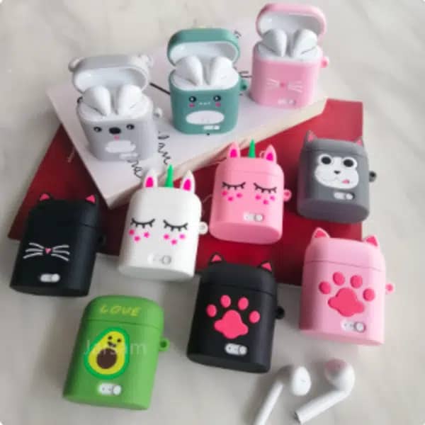 Auriculares inalámbricos mini caricatura TWS Bluetooth 5.0 con micrófono y carga