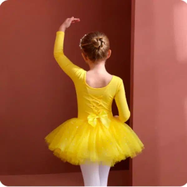 Disfraz de bailarina para niñas con tul y lazo – traje de gimnasia festivo