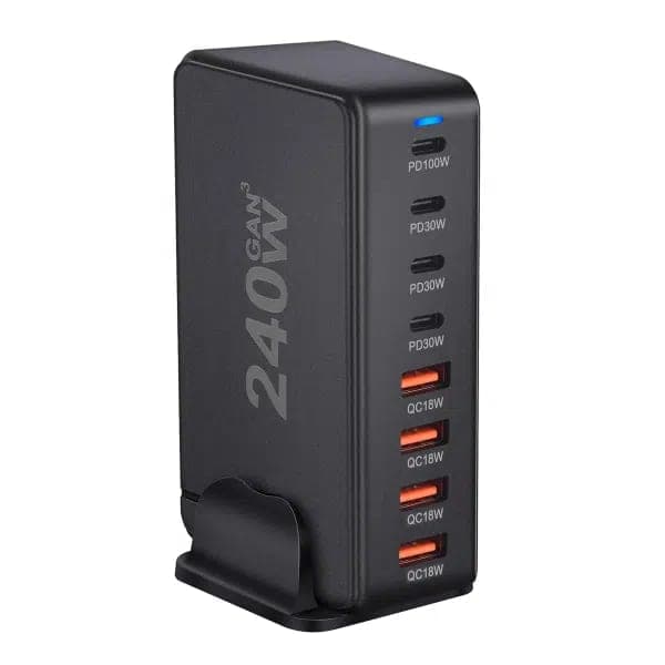 Cargador de escritorio 240W con 8 puertos USB rápidos