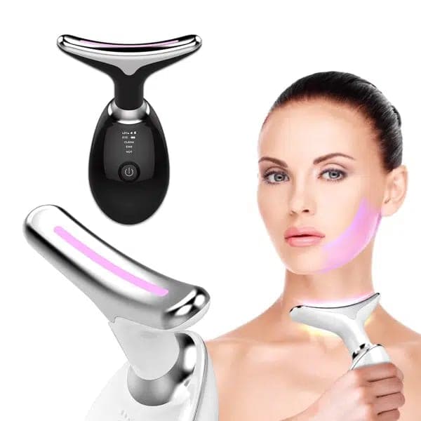 Face and Neck Massage Device with LED