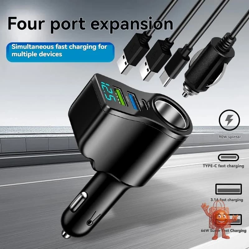 66W Car Charger That Turns 1 Socket Into 3 + Dual USB Review